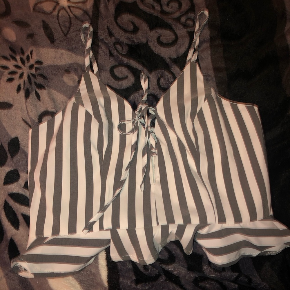 White and gray stripped shirt